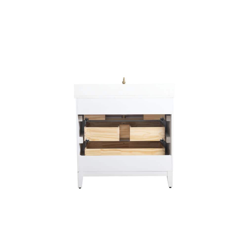 Vanity Art 36 in. W x 22 in. D x 34 in. H Single Sink Bathroom Vanity in White with Engineered Marble Top
