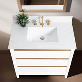 Vanity Art 36 in. W x 22 in. D x 34 in. H Single Sink Bathroom Vanity in White with Engineered Marble Top