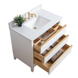 Vanity Art 36 in. W x 22 in. D x 34 in. H Single Sink Bathroom Vanity in White with Engineered Marble Top