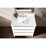 Vanity Art 36 in. W x 22 in. D x 34 in. H Single Sink Bathroom Vanity in White with Engineered Marble Top
