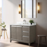 Vanity Art 42 in. W x 22 in. D x 34 in. H Single Sink Bathroom Vanity in Driftwood Gray with Engineered Marble Top