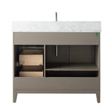 Vanity Art 42 in. W x 22 in. D x 34 in. H Single Sink Bathroom Vanity in Driftwood Gray with Engineered Marble Top