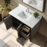 Vanity Art 42 in. W x 22 in. D x 34 in. H Single Sink Bathroom Vanity in Driftwood Gray with Engineered Marble Top