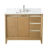 Vanity Art 42 in. W x 22 in. D x 34 in. H Single Sink Bathroom Vanity in Natural Oak with Engineered Marble Top