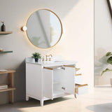 Vanity Art 42 in. W x 22 in. D x 34 in. H Single Sink Bathroom Vanity in White with Engineered Marble Top