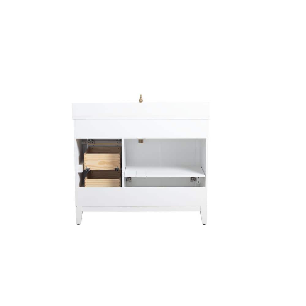 Vanity Art 42 in. W x 22 in. D x 34 in. H Single Sink Bathroom Vanity in White with Engineered Marble Top