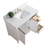 Vanity Art 42 in. W x 22 in. D x 34 in. H Single Sink Bathroom Vanity in White with Engineered Marble Top