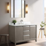 Vanity Art 48 in. W x 22 in. D x 34 in. H Single Sink Bathroom Vanity in Driftwood Gray with Engineered Marble Top