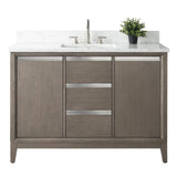 Vanity Art 48 in. W x 22 in. D x 34 in. H Single Sink Bathroom Vanity in Driftwood Gray with Engineered Marble Top