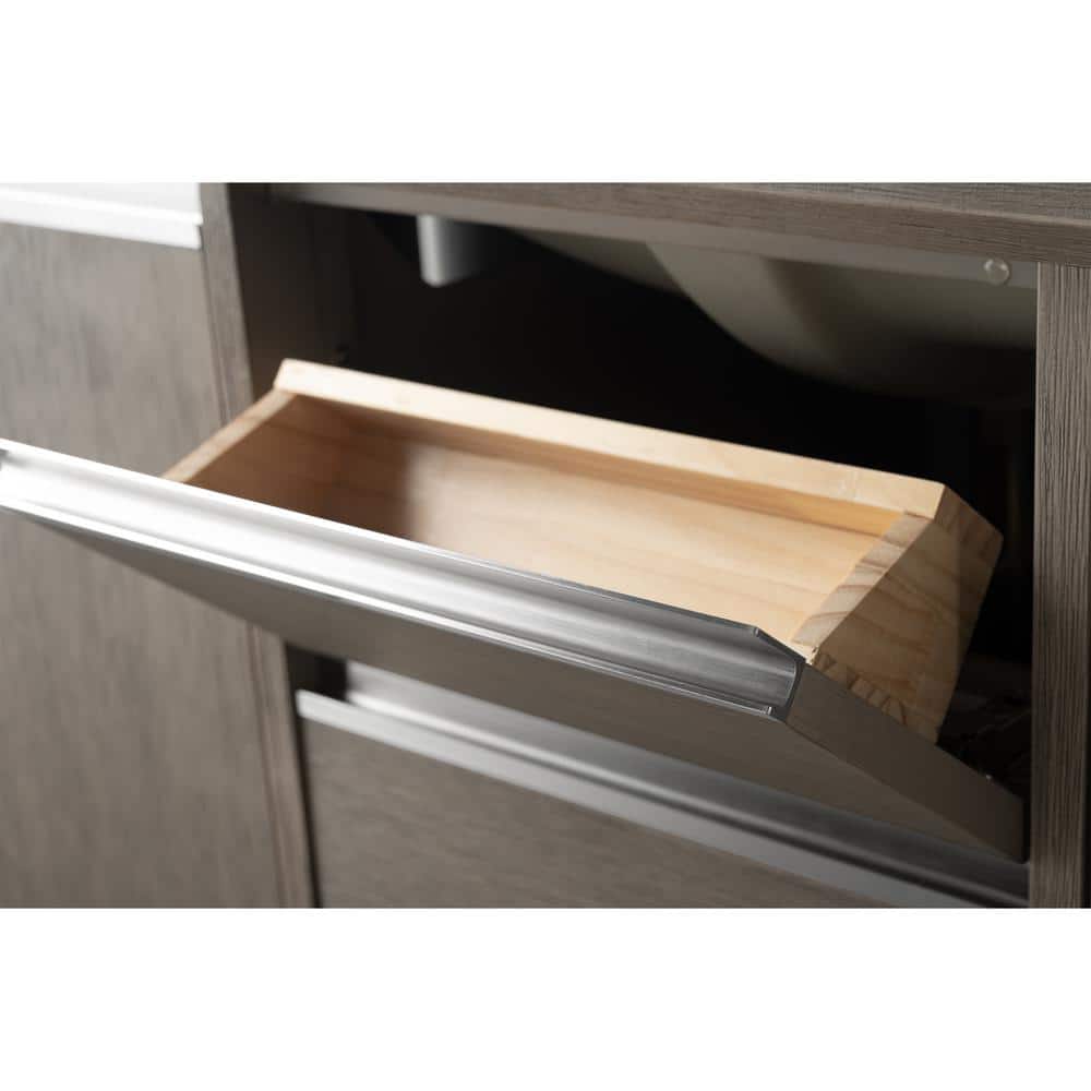 Vanity Art 48 in. W x 22 in. D x 34 in. H Single Sink Bathroom Vanity in Driftwood Gray with Engineered Marble Top