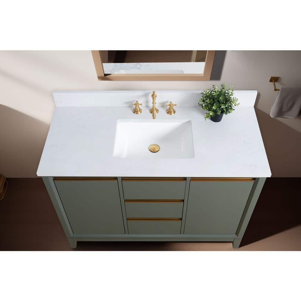 Vanity Art 48 in. W x 22 in. D x 34 in. H Single Sink Bathroom Vanity in Vintage Green with Engineered Marble Top