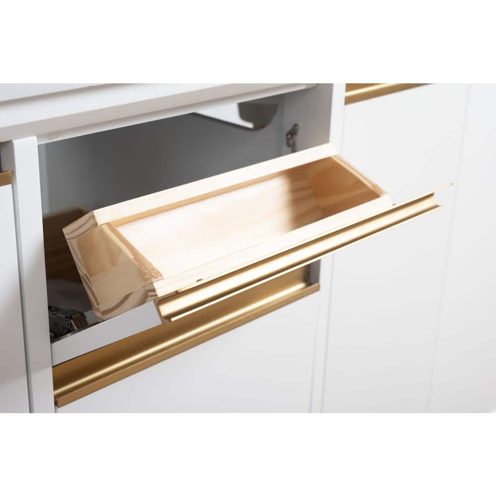 Vanity Art 48 in. W x 22 in. D x 34 in. H Single Sink Bathroom Vanity in White Engineered Marble Top