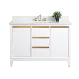 Vanity Art 48 in. W x 22 in. D x 34 in. H Single Sink Bathroom Vanity in White Engineered Marble Top