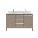 Vanity Art 54 in. W x 22 in. D x 34 in. H Double Sink Bathroom Vanity in Driftwood Gray with Engineered Marble Top