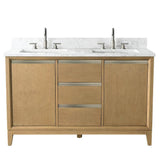 Vanity Art 54 in. W x 22 in. D x 34 in. H Double Sink Bathroom Vanity in Natural Oak with Engineered Marble Top