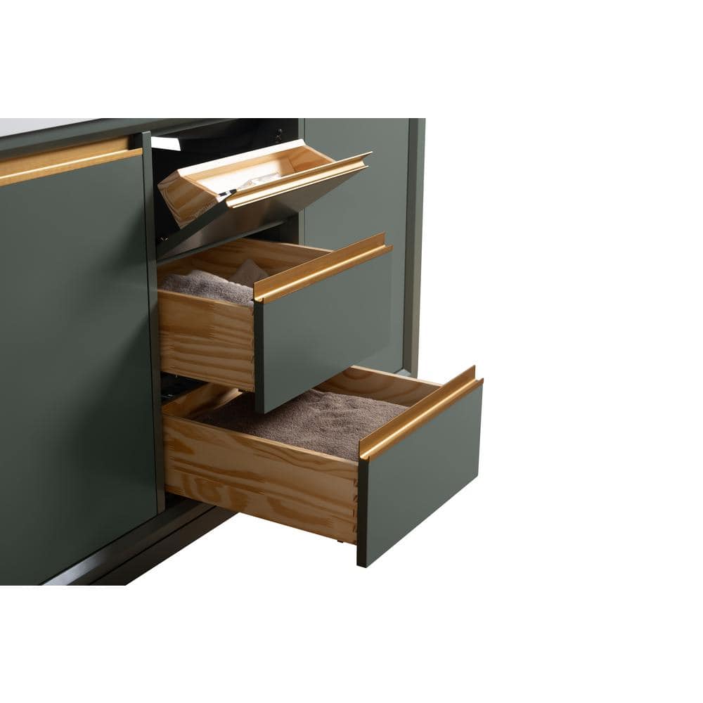 Vanity Art 54 in. W x 22 in. D x 34 in. H Double Sink Bathroom Vanity in Vintage Green with Engineered Marble Top