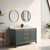 Vanity Art 54 in. W x 22 in. D x 34 in. H Double Sink Bathroom Vanity in Vintage Green with Engineered Marble Top