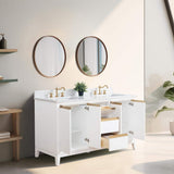 Vanity Art 60 in. W x 22 in. D x 34 in. H Double Sink Bathroom Vanity in White with Engineered Marble Top