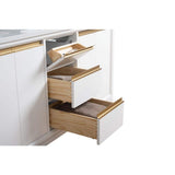 Vanity Art 60 in. W x 22 in. D x 34 in. H Double Sink Bathroom Vanity in White with Engineered Marble Top