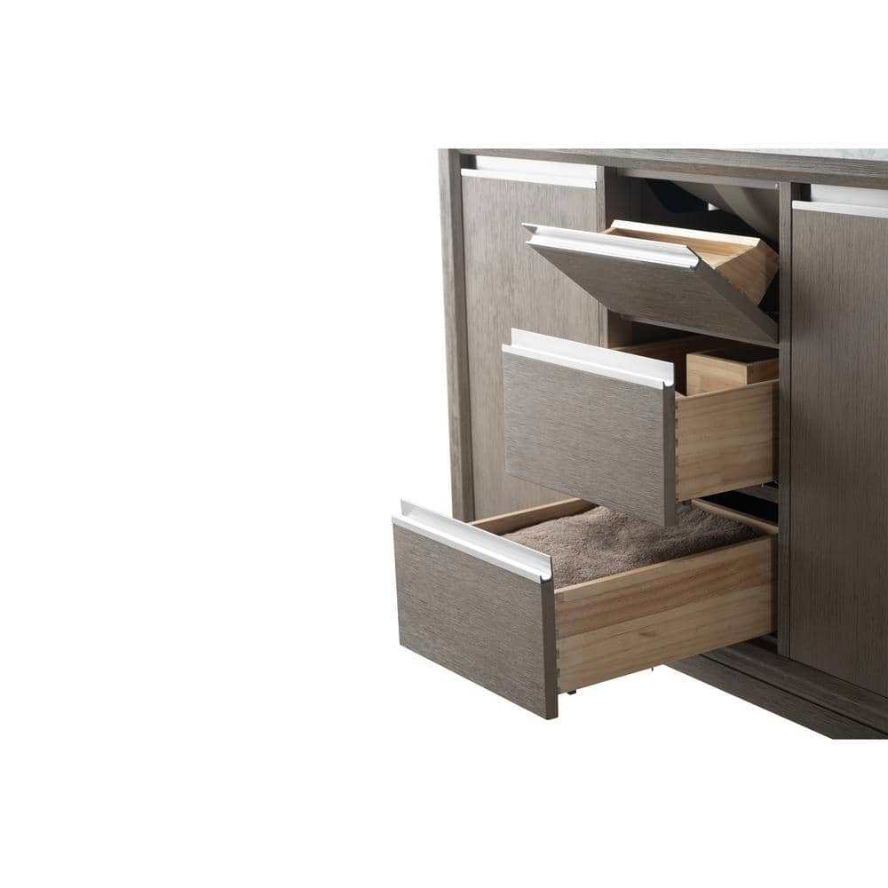 Vanity Art 60 in. W x 22 in. D x 34 in. H Single Sink Bathroom Vanity in Driftwood Gray with Engineered Marble Top
