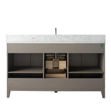 Vanity Art 60 in. W x 22 in. D x 34 in. H Single Sink Bathroom Vanity in Driftwood Gray with Engineered Marble Top
