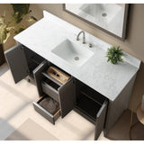 Vanity Art 60 in. W x 22 in. D x 34 in. H Single Sink Bathroom Vanity in Driftwood Gray with Engineered Marble Top