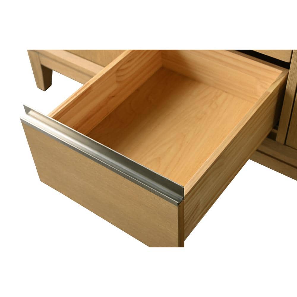 Vanity Art 60 in. W x 22 in. D x 34 in. H Single Sink Bathroom Vanity in Natural Oak with Engineered Marble Top