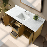 Vanity Art 60 in. W x 22 in. D x 34 in. H Single Sink Bathroom Vanity in Natural Oak with Engineered Marble Top