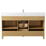 Vanity Art 60 in. W x 22 in. D x 34 in. H Single Sink Bathroom Vanity in Natural Oak with Engineered Marble Top