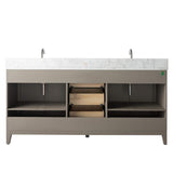 Vanity Art 72 in. W x 22 in. D x 34 in. H Double Sink Bathroom Vanity in Driftwood Gray with Engineered Marble Top