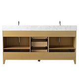 Vanity Art 72 in. W x 22 in. D x 34 in. H Double Sink Bathroom Vanity in Natural Oak with Engineered Marble Top