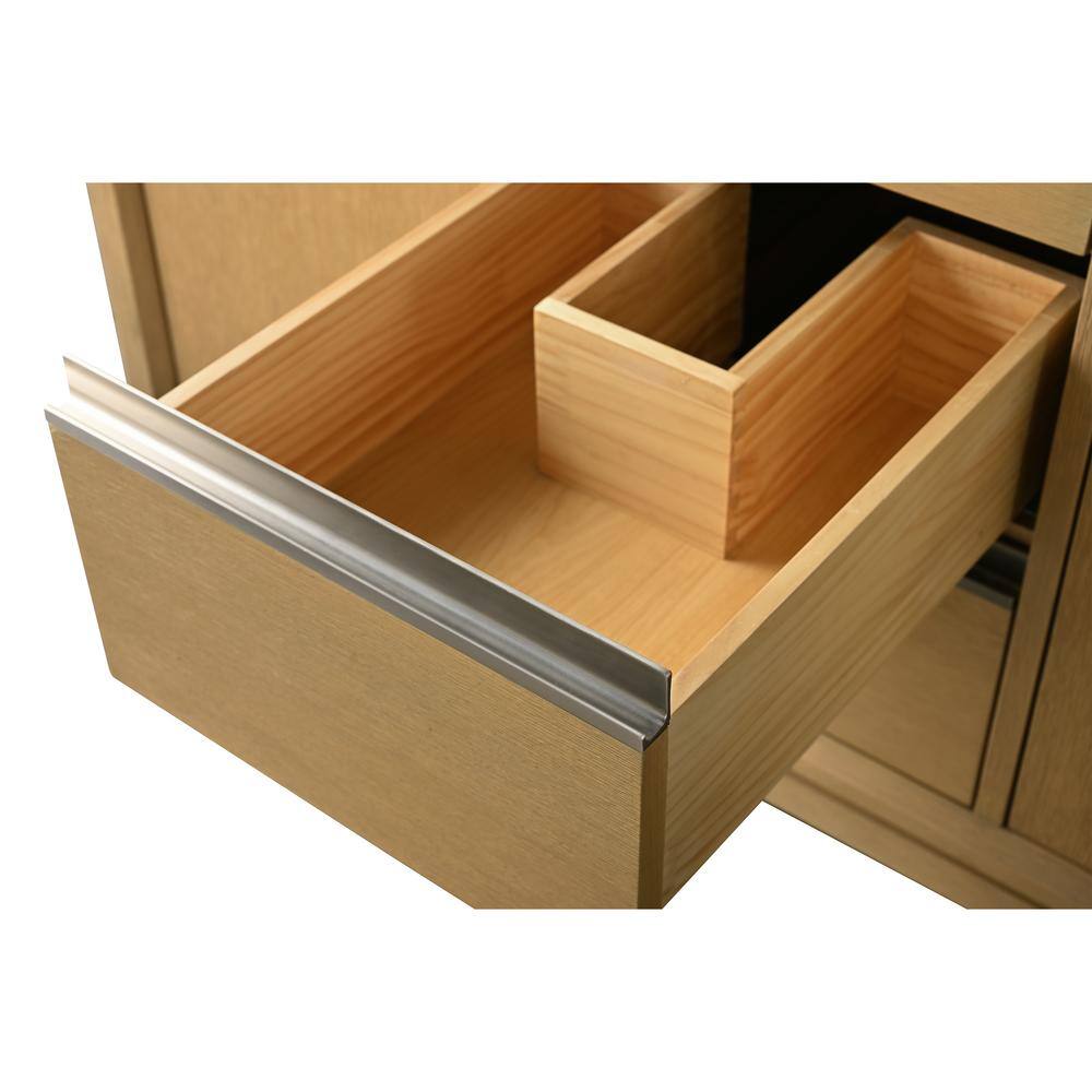 Vanity Art 72 in. W x 22 in. D x 34 in. H Double Sink Bathroom Vanity in Natural Oak with Engineered Marble Top