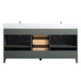 Vanity Art 72 in. W x 22 in. D x 34 in. H Double Sink Bathroom Vanity in Vintage Green with Engineered Marble Top