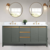 Vanity Art 72 in. W x 22 in. D x 34 in. H Double Sink Bathroom Vanity in Vintage Green with Engineered Marble Top