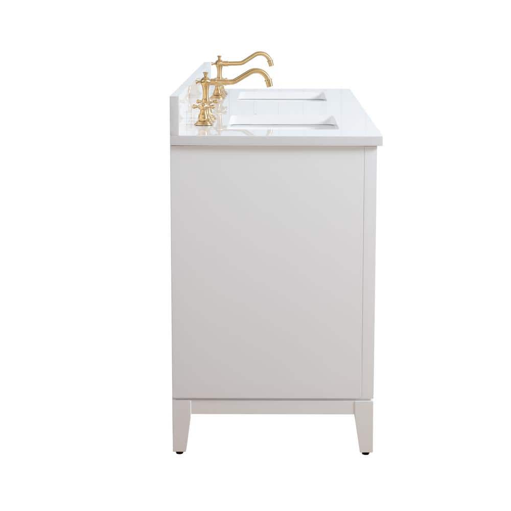 Vanity Art 72 in. W x 22 in. D x 34 in. H Double Sink Bathroom Vanity in White with Engineered Marble Top