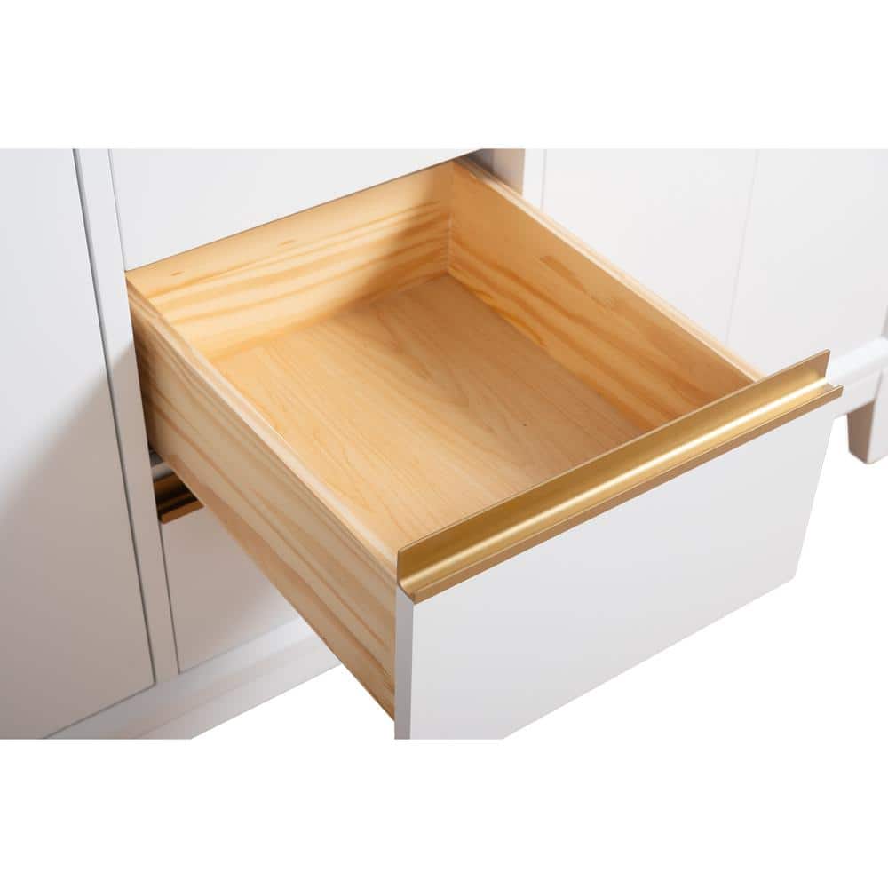Vanity Art 72 in. W x 22 in. D x 34 in. H Double Sink Bathroom Vanity in White with Engineered Marble Top