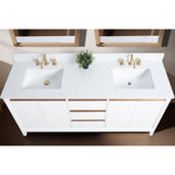 Vanity Art 72 in. W x 22 in. D x 34 in. H Double Sink Bathroom Vanity in White with Engineered Marble Top