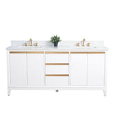 Vanity Art 72 in. W x 22 in. D x 34 in. H Double Sink Bathroom Vanity in White with Engineered Marble Top