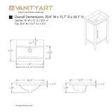 Vanity Art 20 in. W x 15.8 in D x 34 in. H Single Sink Bathroom Vanity Cabinet in Driftwood Gray with Ceramic Top