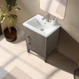 Vanity Art 20 in. W x 15.8 in D x 34 in. H Single Sink Bathroom Vanity Cabinet in Driftwood Gray with Ceramic Top