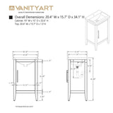 Vanity Art 20 in. W x 15.8 in D x 34 in. H Single Sink Bathroom Vanity Cabinet in Driftwood Gray with Ceramic Top