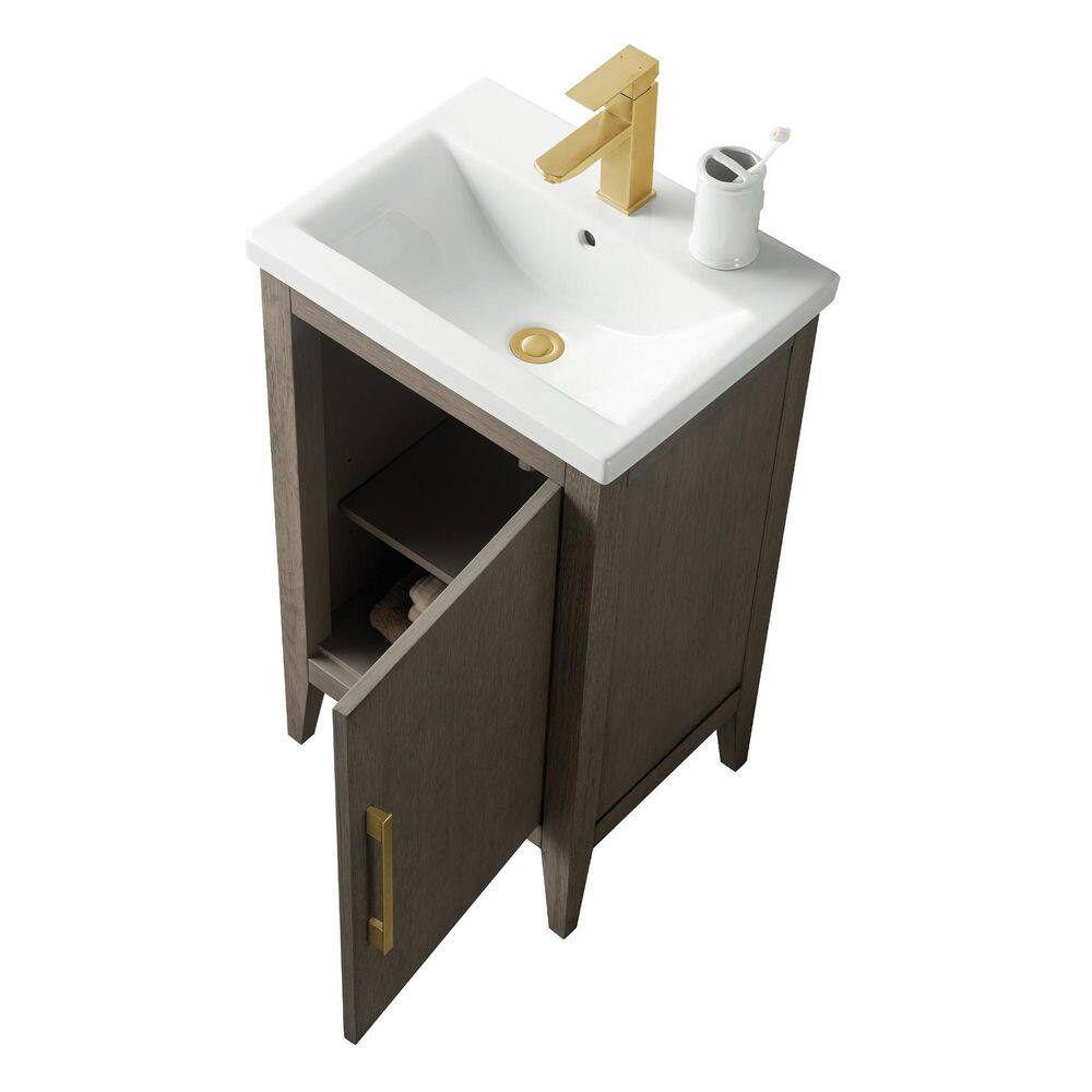 Vanity Art 20 in. W x 15.8 in. D x 34 in. H Single-Sink Bathroom Vanity Cabinet in Driftwood Gray with White Ceramic Top
