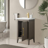 Vanity Art 20 in. W x 15.8 in. D x 34 in. H Single-Sink Bathroom Vanity Cabinet in Driftwood Gray with White Ceramic Top