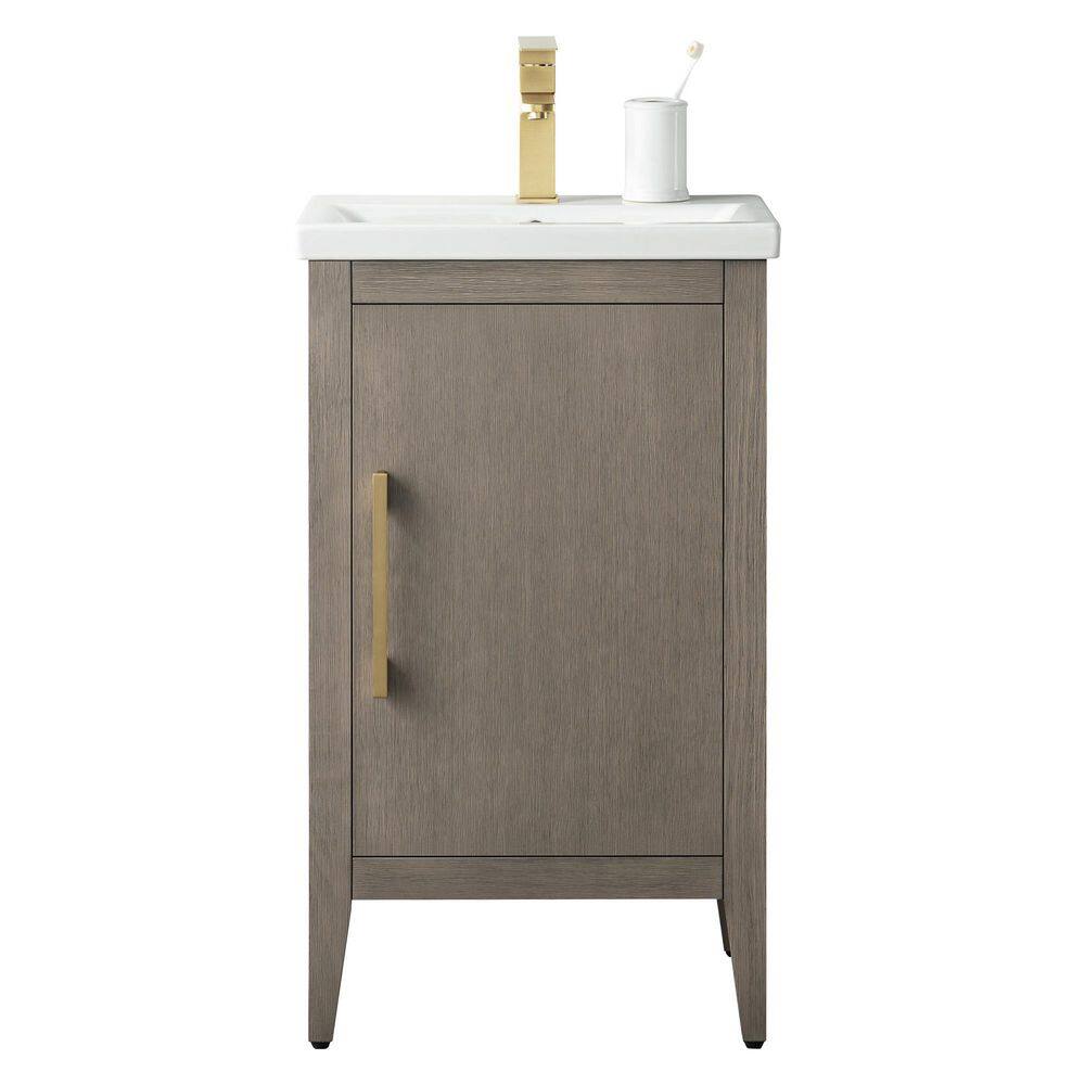Vanity Art 20 in. W x 15.8 in. D x 34 in. H Single-Sink Bathroom Vanity Cabinet in Driftwood Gray with White Ceramic Top
