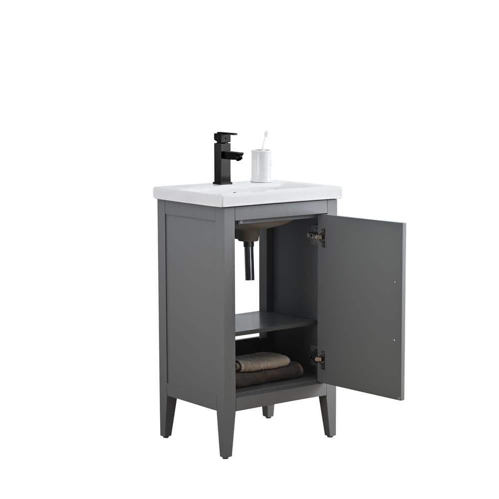 Vanity Art 20 in. W x 15.8 in D x 34 in. H Single Sink Bathroom Vanity Cabinet in Cashmere Gray with Ceramic Top