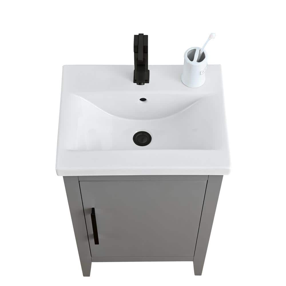 Vanity Art 20 in. W x 15.8 in D x 34 in. H Single Sink Bathroom Vanity Cabinet in Cashmere Gray with Ceramic Top