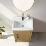Vanity Art 20 in. W x 15.8 in D x 34 in. H Single Sink Bathroom Vanity Cabinet in Natural Oak with Ceramic Top in White