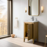 Vanity Art 20 in. W x 15.8 in D x 34 in. H Single Sink Bathroom Vanity Cabinet in Natural Oak with Ceramic Top in White