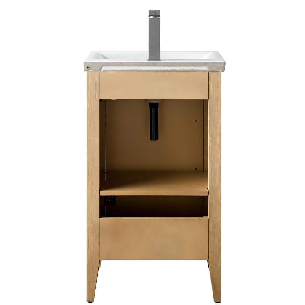 Vanity Art 20 in. W x 15.8 in D x 34 in. H Single Sink Bathroom Vanity Cabinet in Natural Oak with Ceramic Top in White