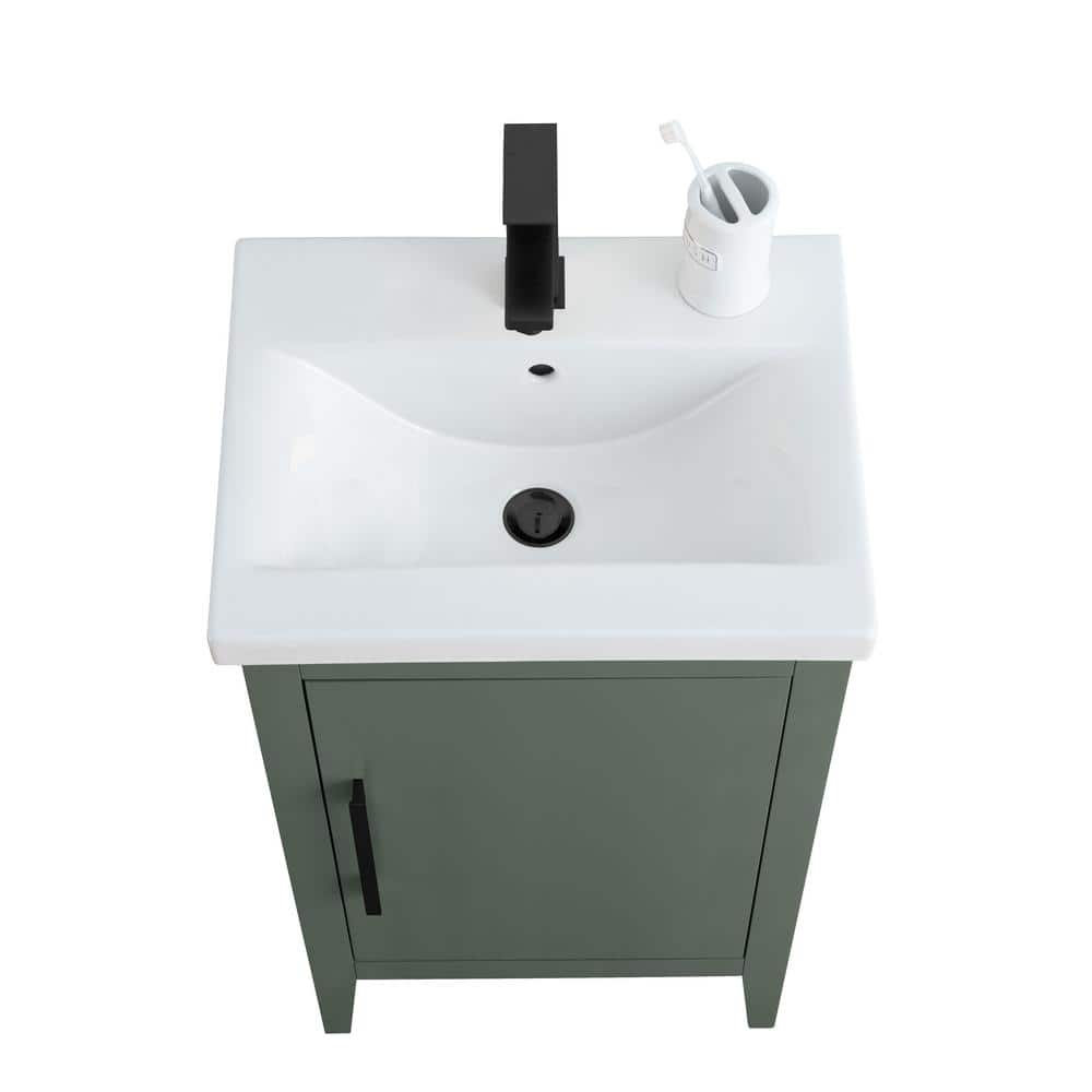 Vanity Art 20 in. W x 15.8 in D x 34 in. H Single Sink Bathroom Vanity Cabinet in Vintage Green with Ceramic Top